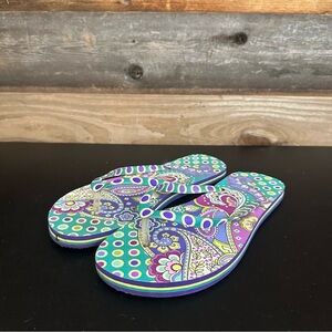 Vera Bradley Heather Paisley Flip Flops Thong Sandals Flats Teal Women Size 9-10